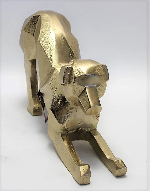 FIGURKA PIES ZŁOTY GEOMETRYCZNY METAL 14,5X30CM