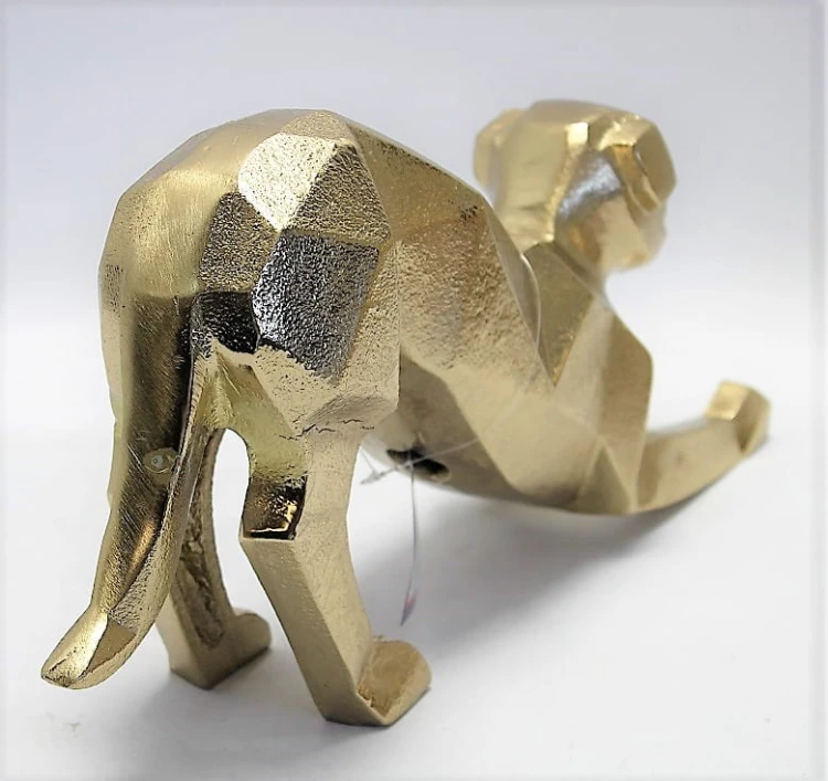 FIGURKA PIES ZŁOTY GEOMETRYCZNY METAL 14,5X30CM
