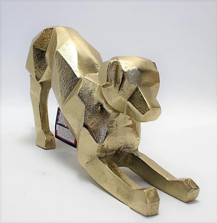 FIGURKA PIES ZŁOTY GEOMETRYCZNY METAL 14,5X30CM