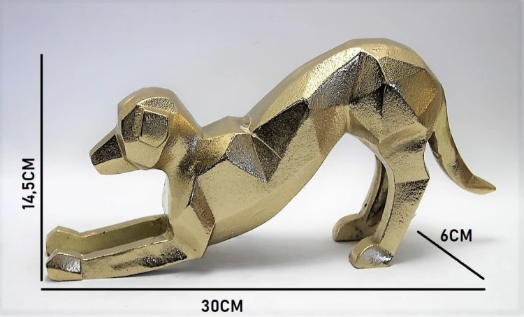 FIGURKA PIES ZŁOTY GEOMETRYCZNY METAL 14,5X30CM