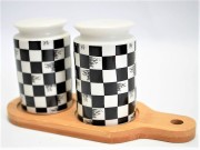KOMPLET PRZYPRAWNIKÓW CERAMICZNYCH NA PODSTAWCE