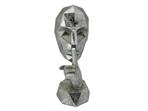 FIGURKA MASKA 20X8X9 SREBRNA GEOMETRYCZNA