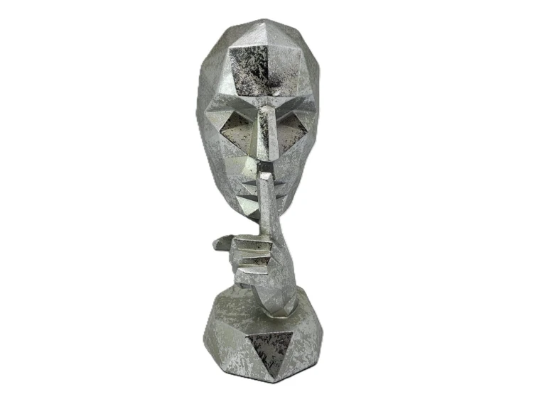 FIGURKA MASKA 20X8X9 SREBRNA GEOMETRYCZNA