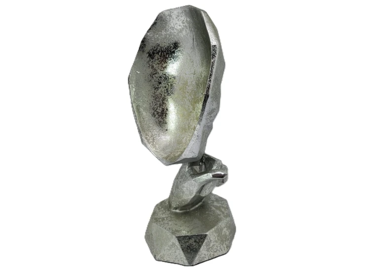 FIGURKA MASKA 20X8X9 SREBRNA GEOMETRYCZNA