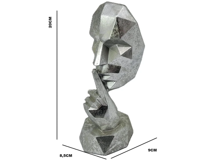 FIGURKA MASKA 20X8X9 SREBRNA GEOMETRYCZNA