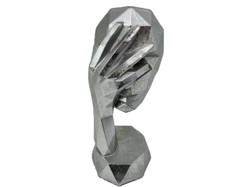 FIGURKA MASKA 20X8X9 SREBRNA GEOMETRYCZNA