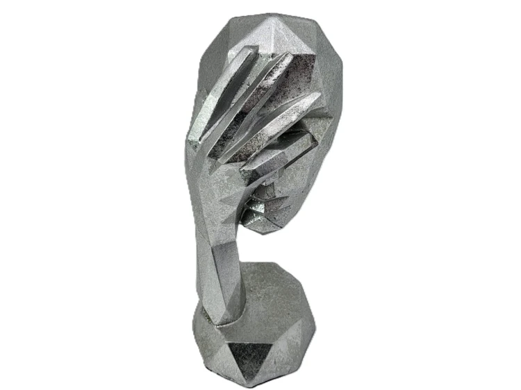 FIGURKA MASKA 20X8X9 SREBRNA GEOMETRYCZNA