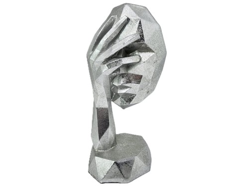 FIGURKA MASKA 20X8X9 SREBRNA GEOMETRYCZNA