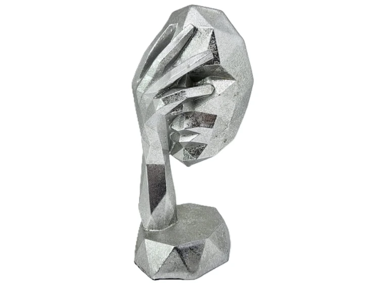 FIGURKA MASKA 20X8X9 SREBRNA GEOMETRYCZNA