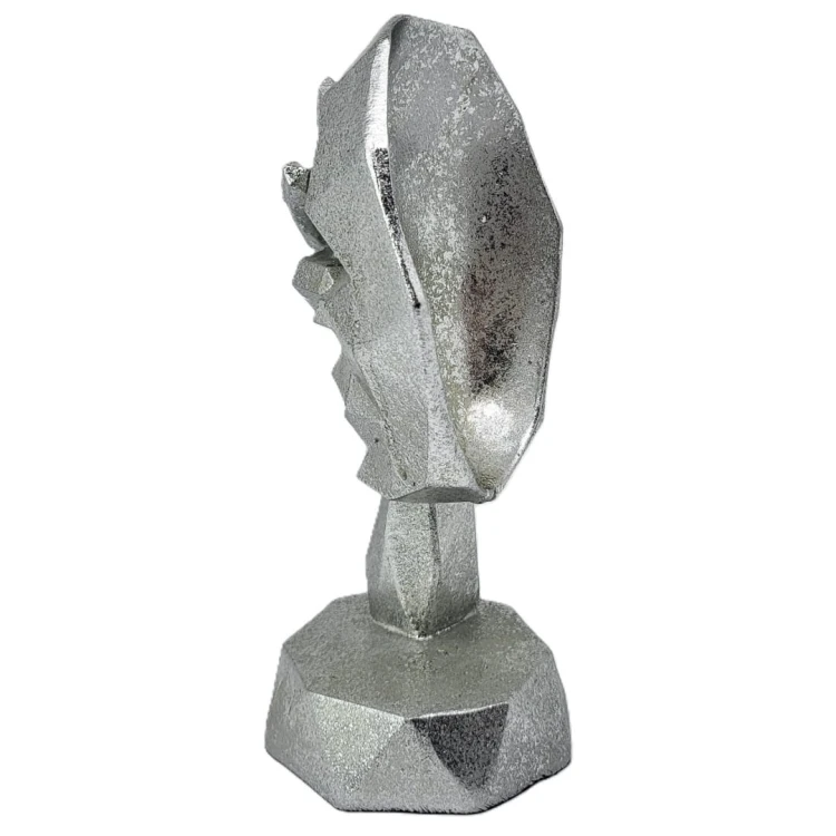 FIGURKA MASKA 20X8X9 SREBRNA GEOMETRYCZNA