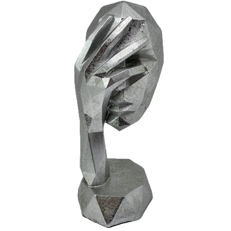 FIGURKA MASKA 20X8X9 SREBRNA GEOMETRYCZNA
