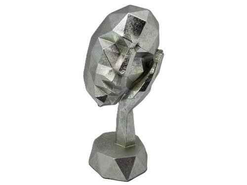 FIGURKA MASKA 19X9X9 SREBRNA GEOMETRYCZNA