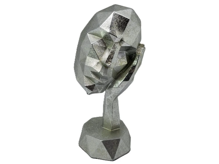 FIGURKA MASKA 19X9X9 SREBRNA GEOMETRYCZNA