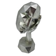 FIGURKA MASKA 19X9X9 SREBRNA GEOMETRYCZNA