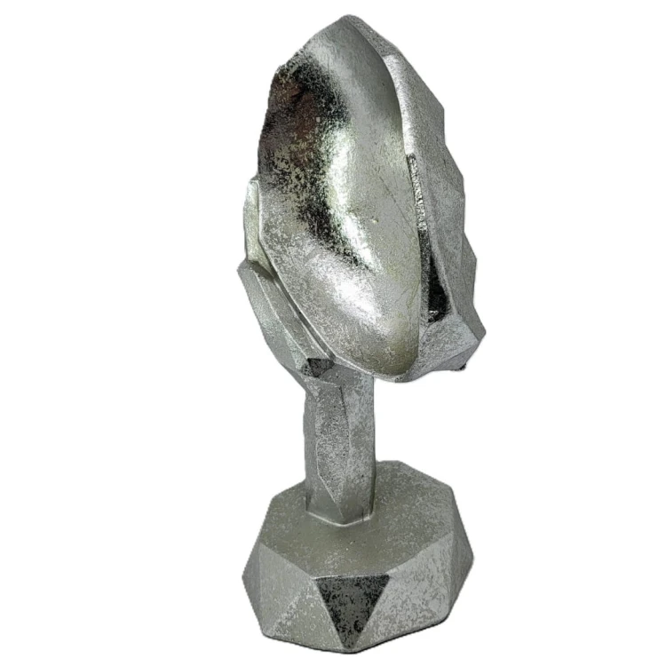 FIGURKA MASKA 19X9X9 SREBRNA GEOMETRYCZNA