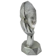FIGURKA MASKA 19X9X9 SREBRNA GEOMETRYCZNA