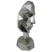 FIGURKA MASKA 19X9X9 SREBRNA GEOMETRYCZNA