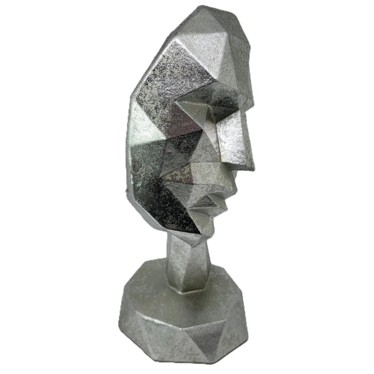 FIGURKA MASKA 19X9X9 SREBRNA GEOMETRYCZNA