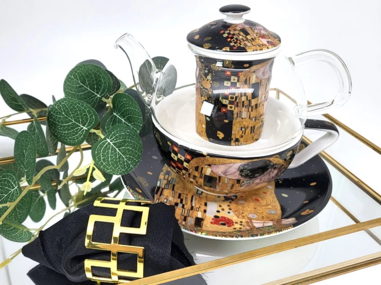 TEA FOR ONE KLIMT CZARNY ZESTAW DO HERBATY