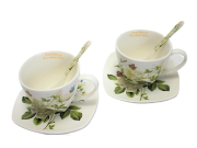 KOMPLET FILIŻANEK Z ŁYŻECZKAMI RÓŻE 250ML