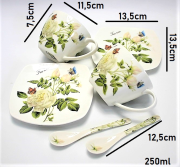 KOMPLET FILIŻANEK Z ŁYŻECZKAMI RÓŻE 250ML