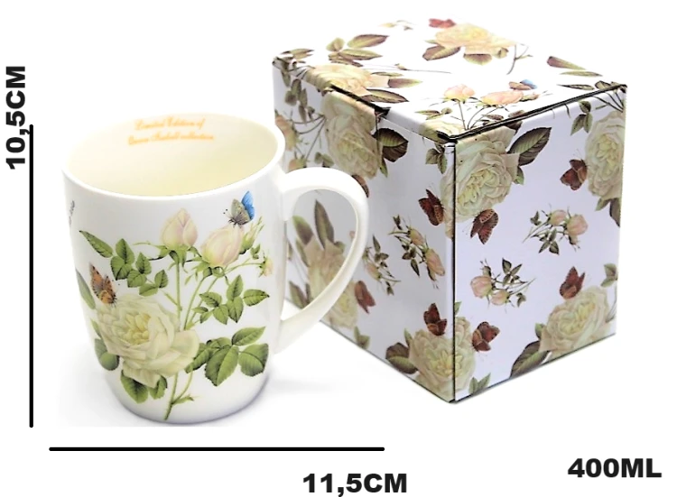 KUBEK W PUDEŁKU PREZENTOWYM  RÓŻE 400ML