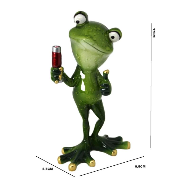 FIGURKA ŻABA Z SZAMPANEM 17CM