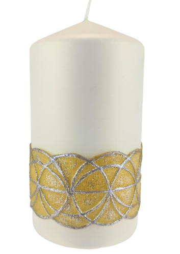 ŚWIECA GLAMOUR SŁUPEK Z ORNAMENTEM 80X150