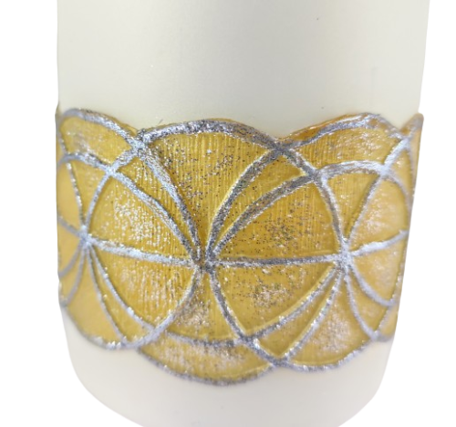 ŚWIECA GLAMOUR SŁUPEK Z ORNAMENTEM 80X150