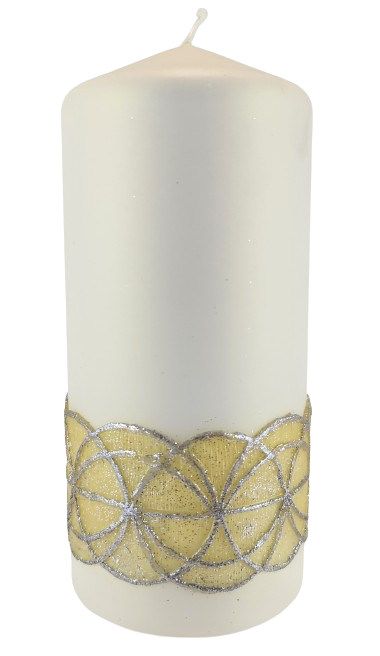 ŚWIECA GLAMOUR SŁUPEK Z ORNAMENTEM 80X180