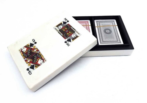 Dwie talie kart w pudełku z żywicy 15x11,5x4cm