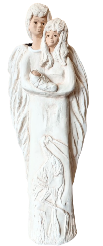 ANIOŁ RODZINA Z DZIECKIEM STOJĄCY GIPSOWY 44CM