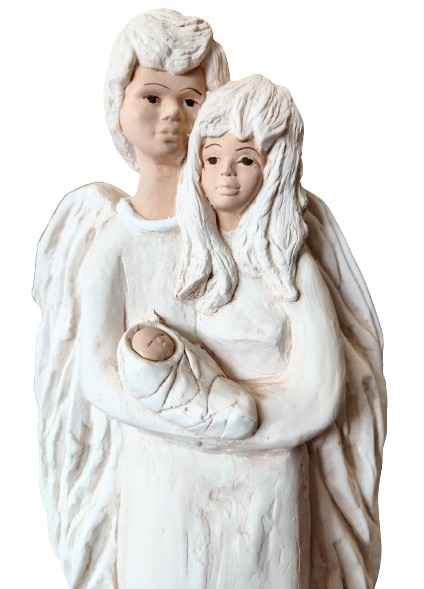 ANIOŁ RODZINA Z DZIECKIEM STOJĄCY GIPSOWY 44CM