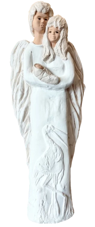 ANIOŁ RODZINA Z DZIECKIEM STOJĄCY GIPSOWY 44CM