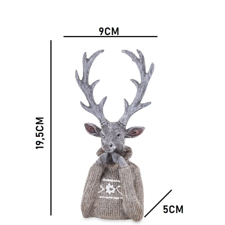 FIGURKA POPIERSIE RENIFER W SWETRZE 19,5CM
