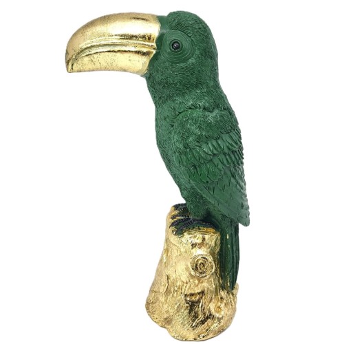 FIGURKA TUKAN ZIELONO ZŁOTA 23CM