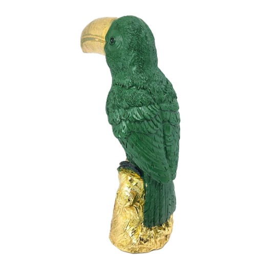 FIGURKA TUKAN ZIELONO ZŁOTA 23CM