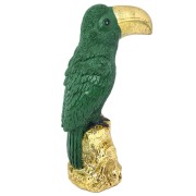 FIGURKA TUKAN ZIELONO ZŁOTA 23CM
