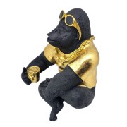 FIGURKA GORYL Z PIWEM CZARNO ZŁOTY 25,5x20,5CM