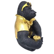 FIGURKA GORYL Z PIWEM CZARNO ZŁOTY 25,5x20,5CM