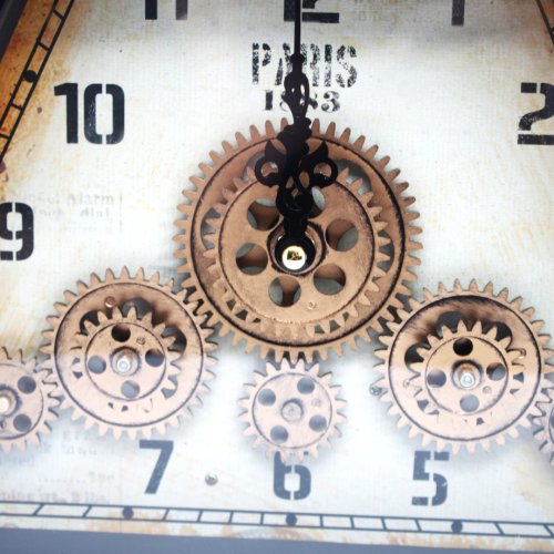 ZEGAR KOMINKOWY Z WIDOCZNYM RUCHOMYM MECHANIZMEM 31X35CM