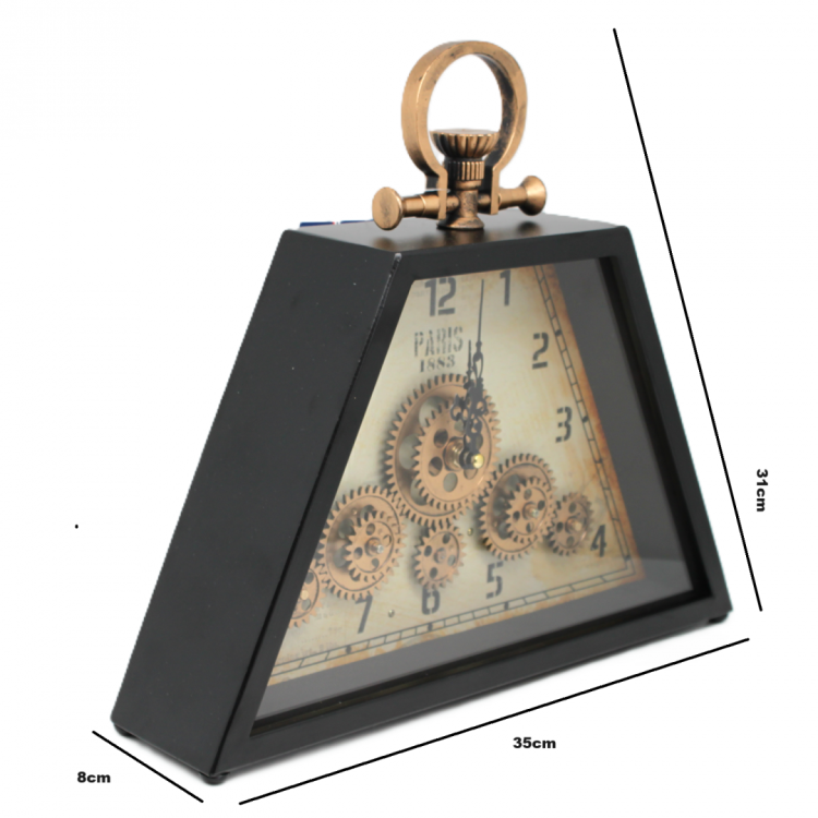 ZEGAR KOMINKOWY Z WIDOCZNYM RUCHOMYM MECHANIZMEM 31X35CM