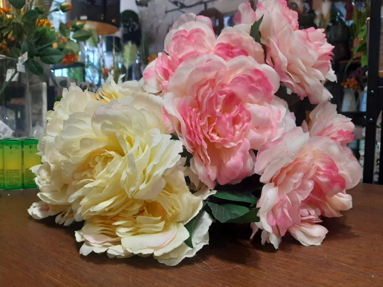 BUKIET 5 OKAZAŁYCH KWIATÓW - PEONIA 54CM