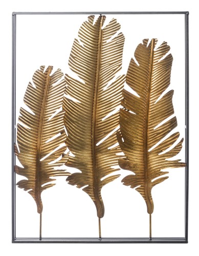 METALOWA DEKORACJA ŚCIENNA LIŚCIE W RAMIE  85x65x5