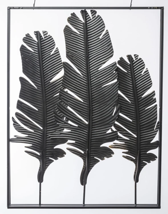 METALOWA DEKORACJA ŚCIENNA LIŚCIE W RAMIE  85x65x5