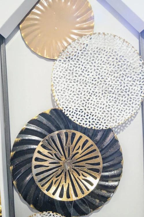 METALOWA DEKORACJA ŚCIENNA KWIATY KOŁA 24,8X61X3.2 CM