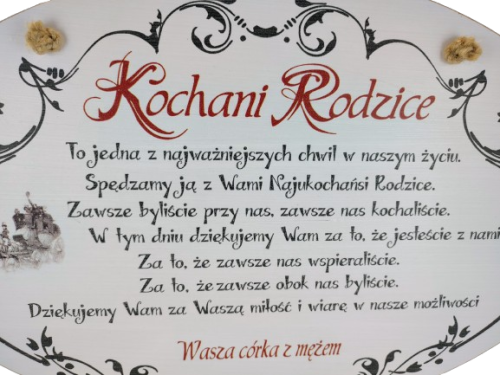 TABLICZKA DREWNIANA PODZIĘKOWANIE DLA RODZICÓW 54X35CM