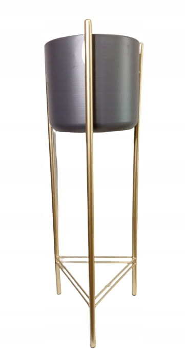 KWIETNIK METALOWY SZARY NA ZŁOTYM STELAŻU 81CM