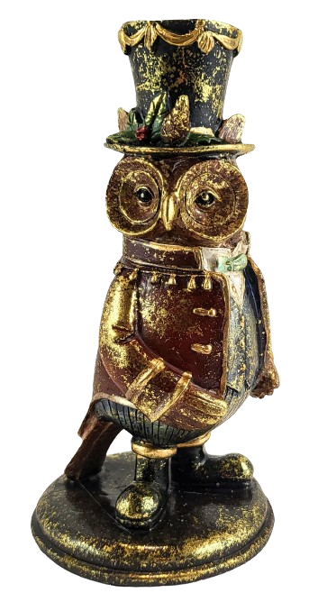 FIGURKA SOWA W KAPELUSZU PIERROT