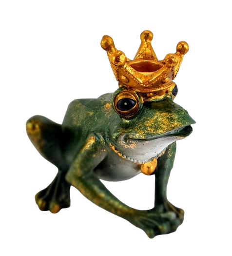 FIGURKA ŻABA W KORONIE ŚWIECZNIK PIERROT